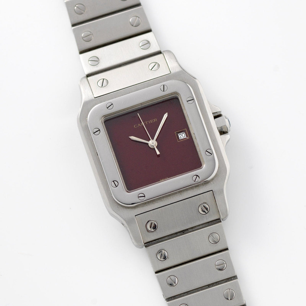 Men )Santos de Cartier T8200784 gray-red Bubinga w Cartier Santos Galbee Burgundy Lacquer Dial main image 4