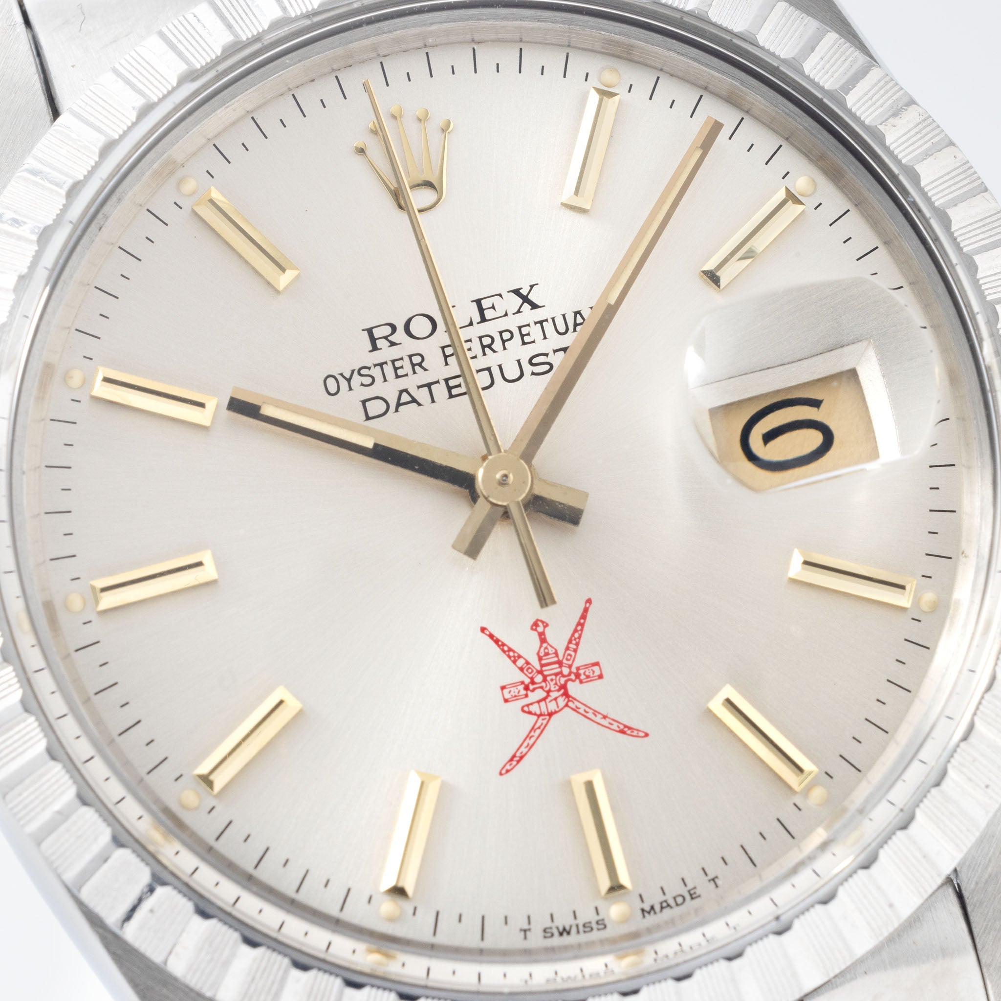 Rolex Datejust Silver Dial red "Khanjar " logo ref 16030