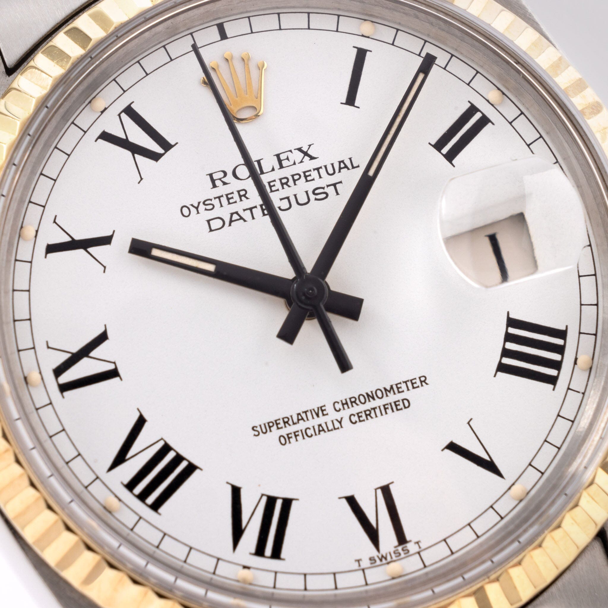 Rolex Datejust Steel and Gold White Buckley Dial Ref 16013