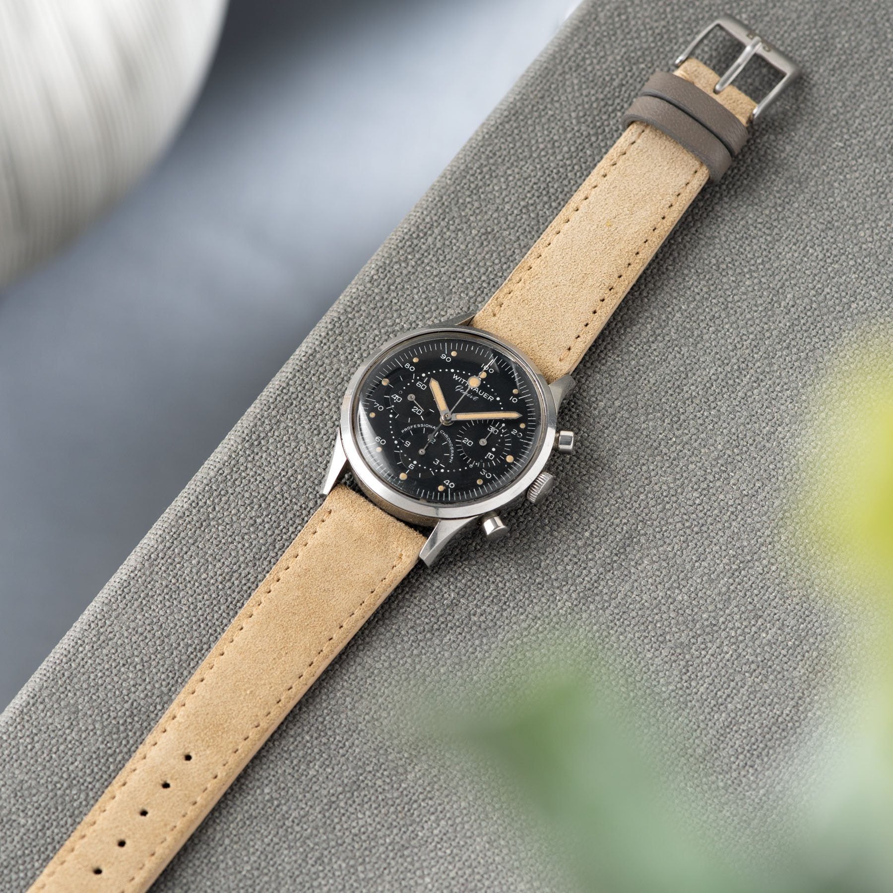 Wittnauer 242T Matte black Dial Steel Chronograph