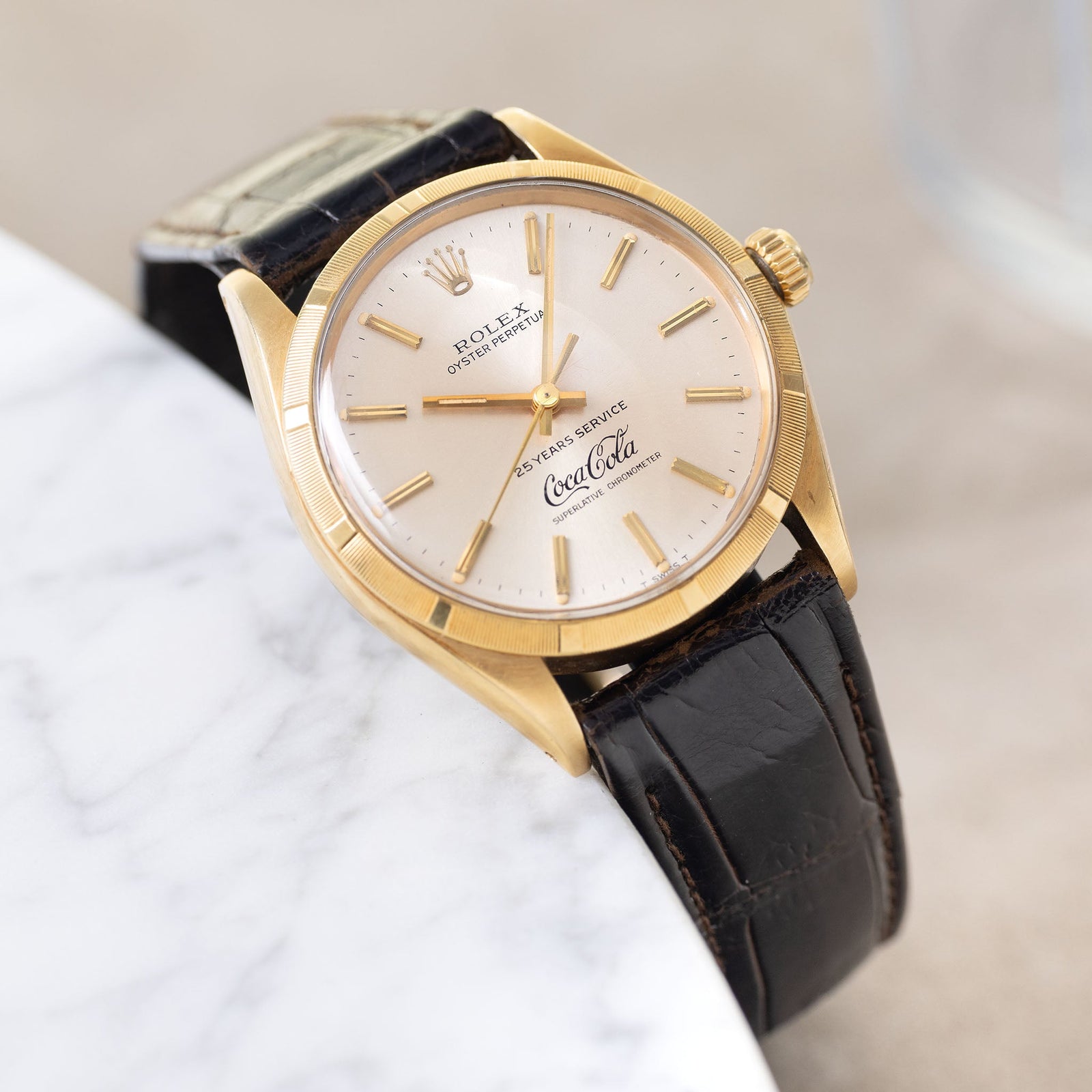 Rolex Oyster Perpetual Ref. 1002 ‘Coca Cola 25 Years’ Dial in 14K Yellow Gold