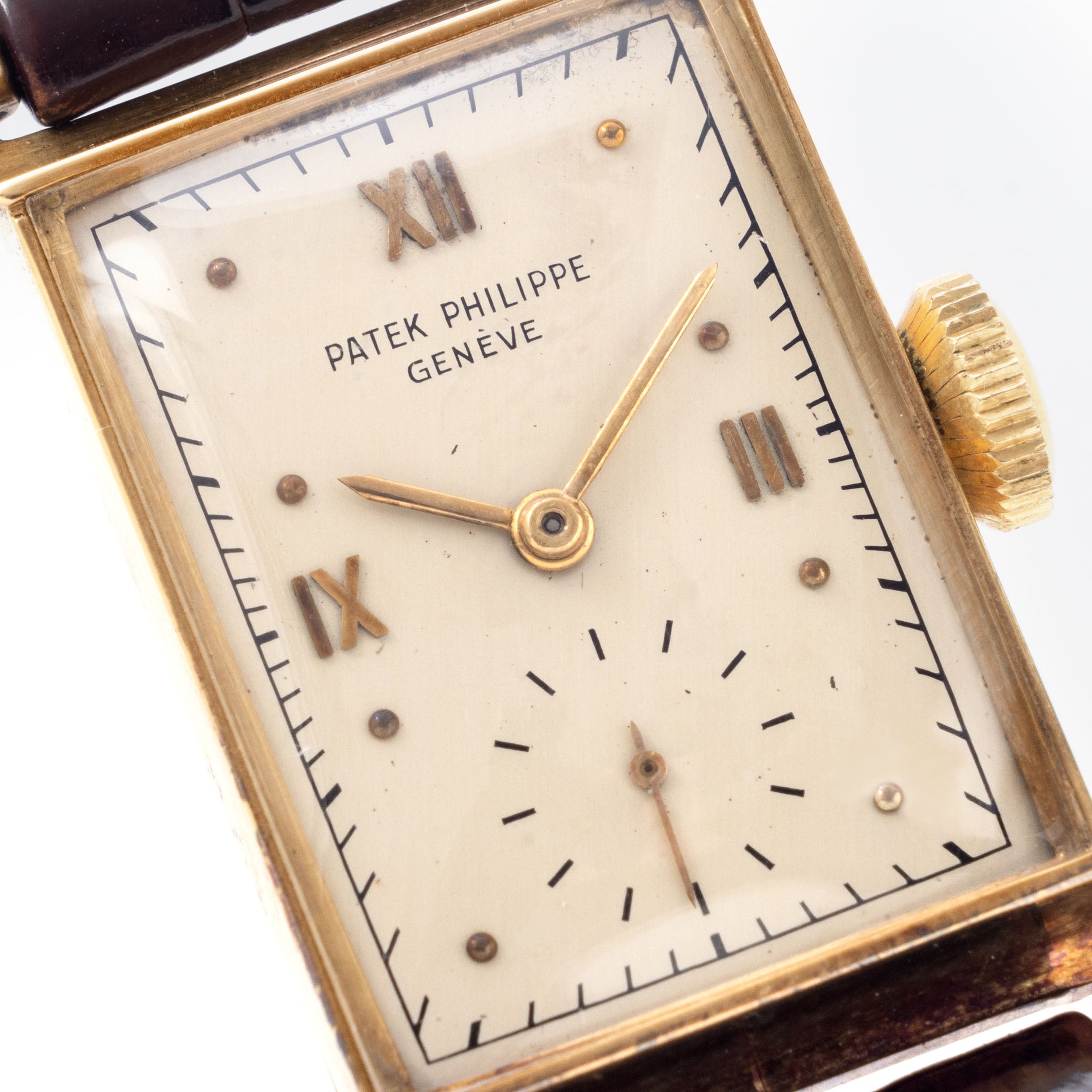 Patek Philippe rectangular 18 k yellow gold dress watch ref 1580