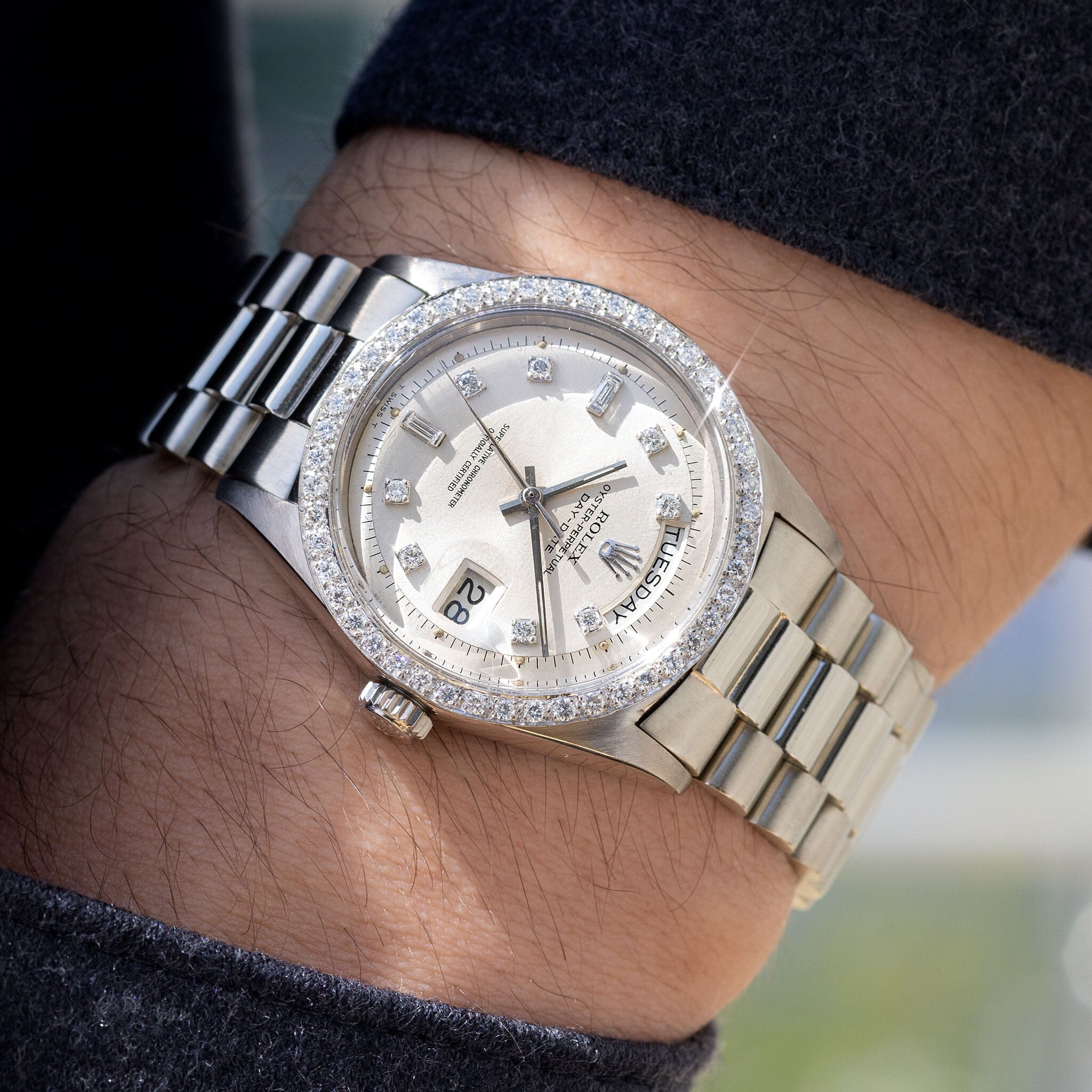 Rolex Day Date White Gold Diamond Set Dial ref 1803