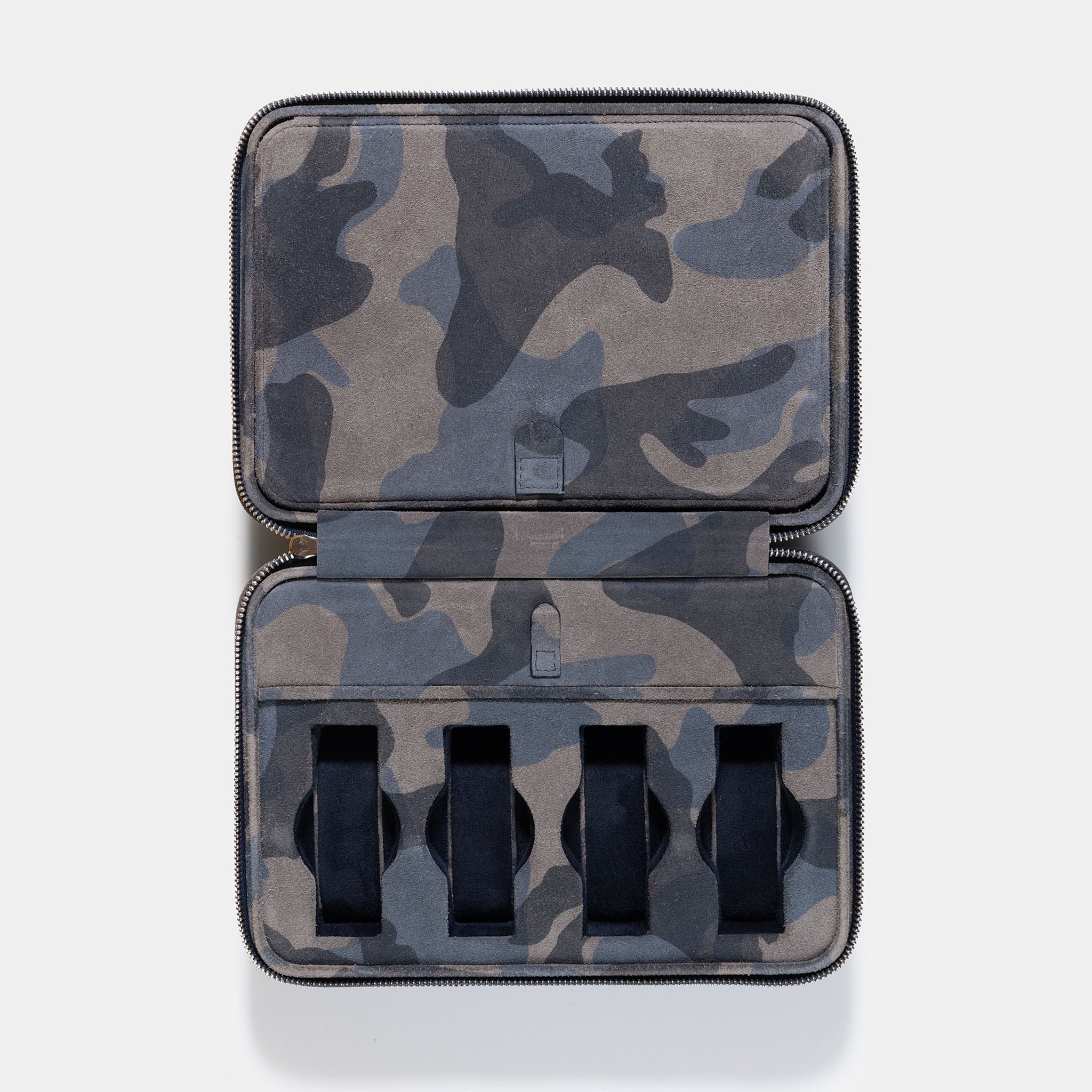 Blue Camo Suede Luxury Leather 8 Watch Box by JPM