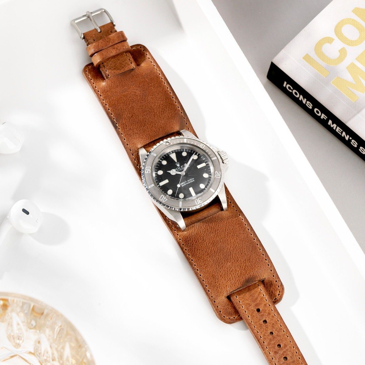 Faccio Brown Leather Bund Strap