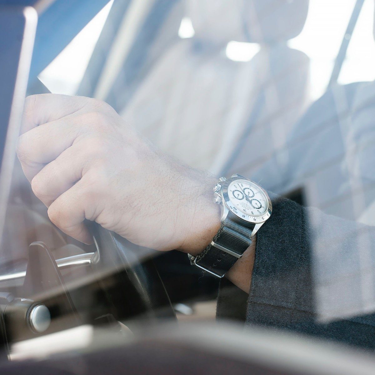 Rolex Zenith Daytona Deluxe Nylon Single Pass Watch Strap Pure Grey