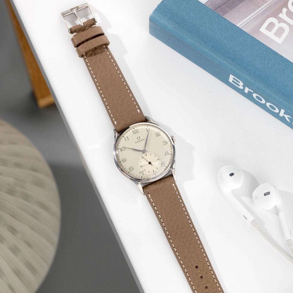 Omega Steel Oversize Watch Ref 2603-7 from 1950s Large Case 38mm
