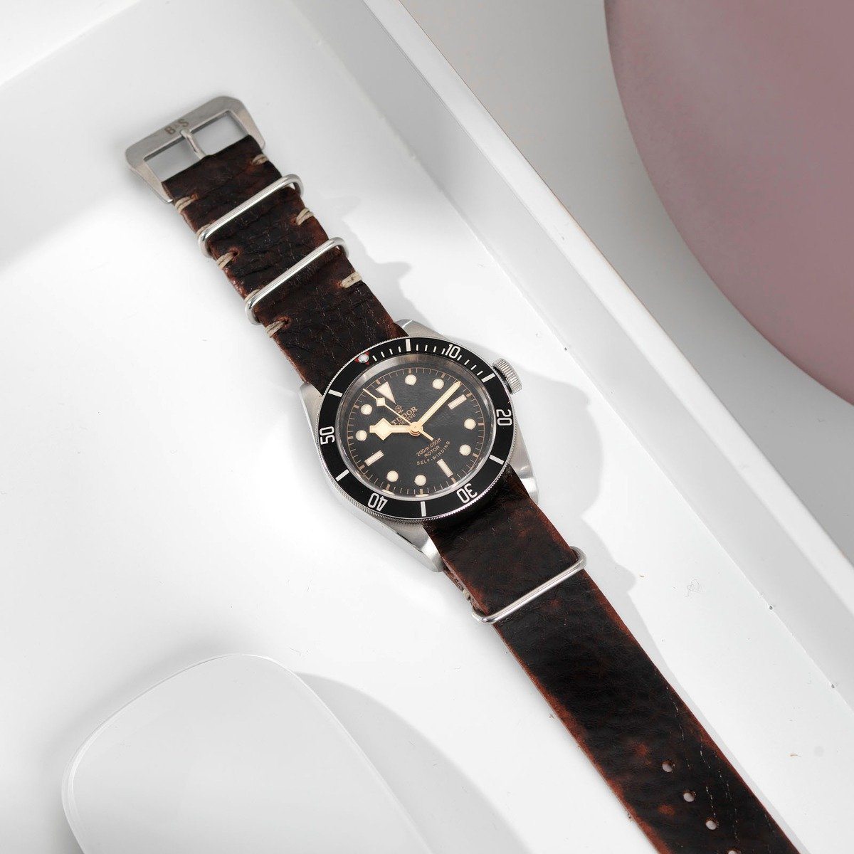 Tudor Diablo Black Single Pass Leather Watch Strap