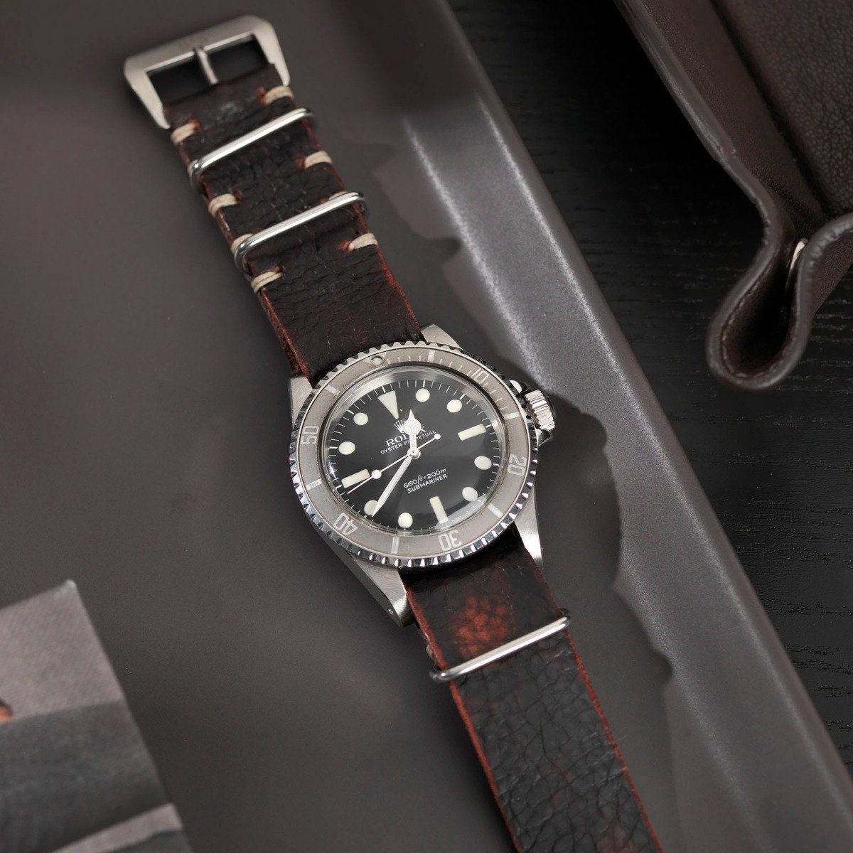 Rolex Diablo Black Single Pass Leather Watch Strap