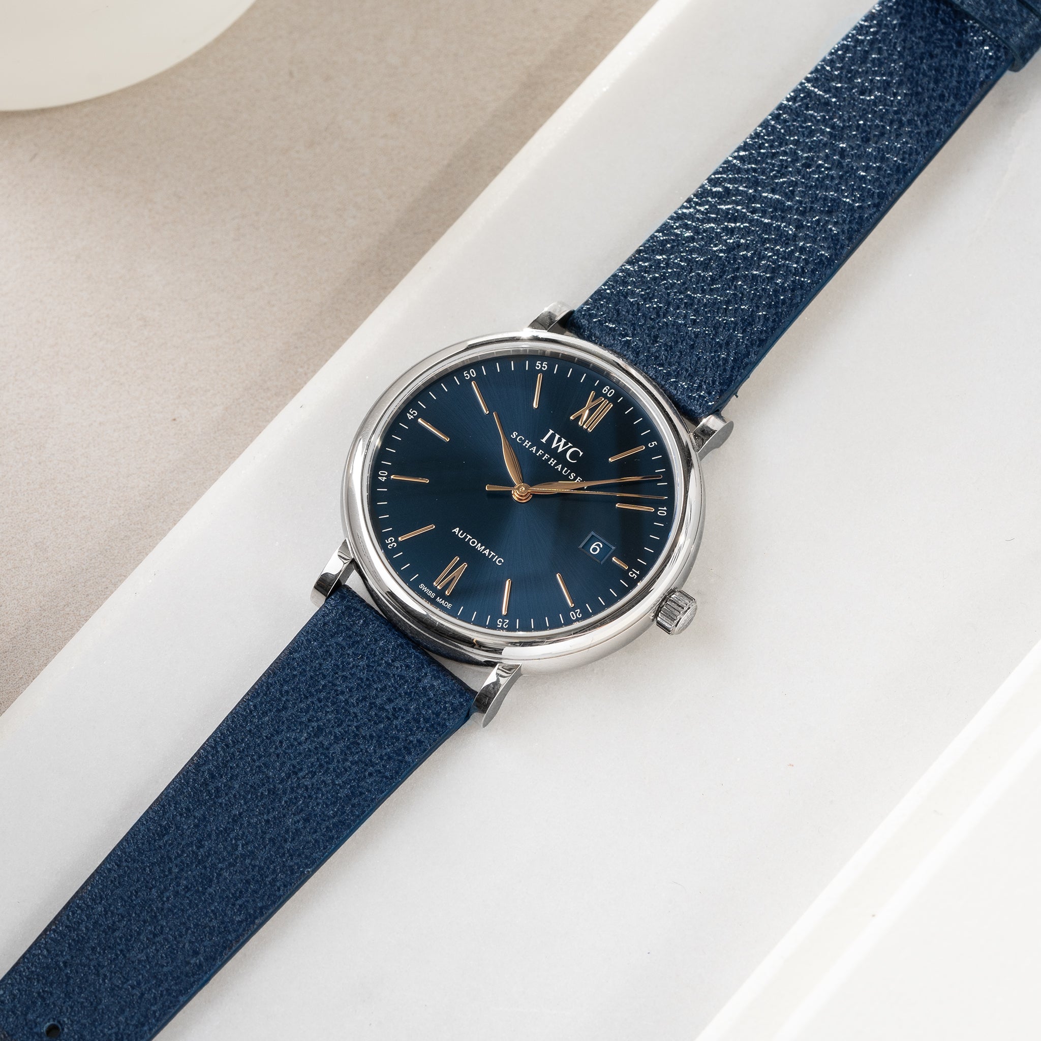Strap for IWC Portofino - Retro Blue Pigskin Leather