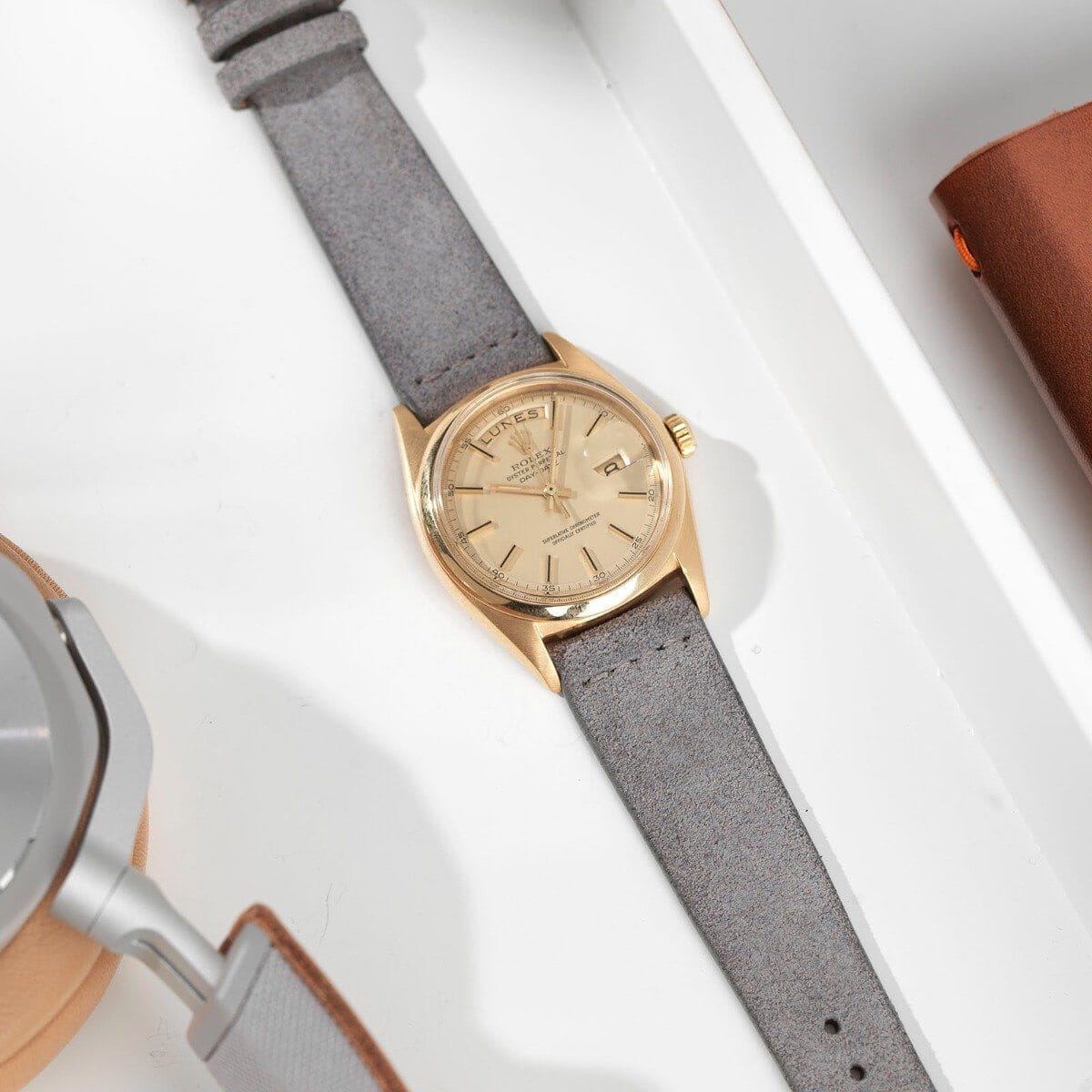 Grey Silky Suede Leather Watch Strap
