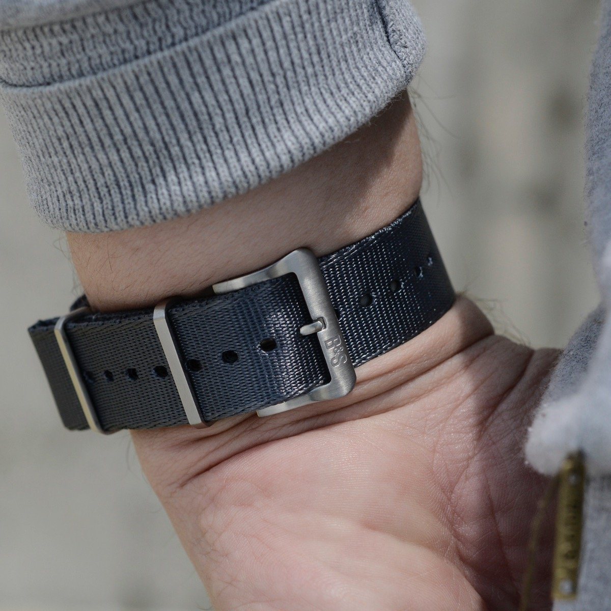 Deluxe Nylon Single Pass Watch Strap Pure Grey