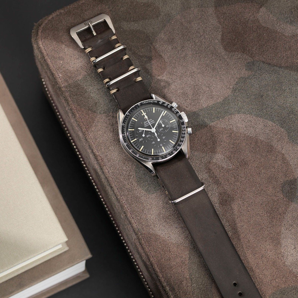 Omega Piombo Grey Single Pass Leather Watch Strap