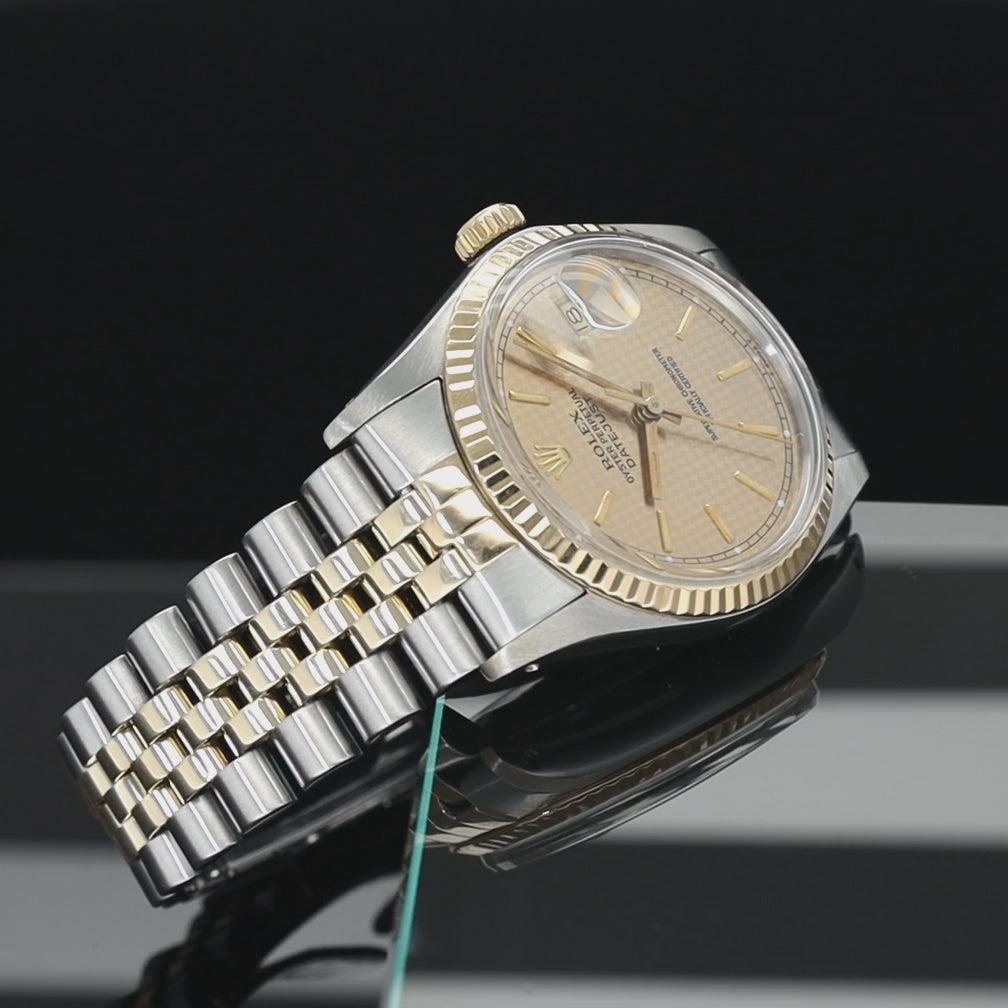 Rolex Datejust Steel Yellow Gold Houndstooth Dial Ladies Watch 69173 |  SwissWatchExpo