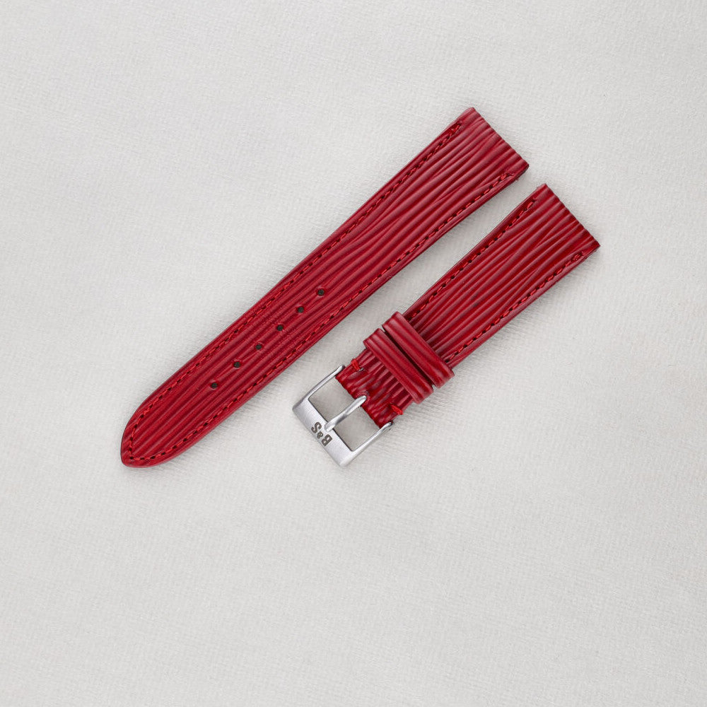 Sample Sale - Cherry Boarded Leather Watch Strap - 20mm