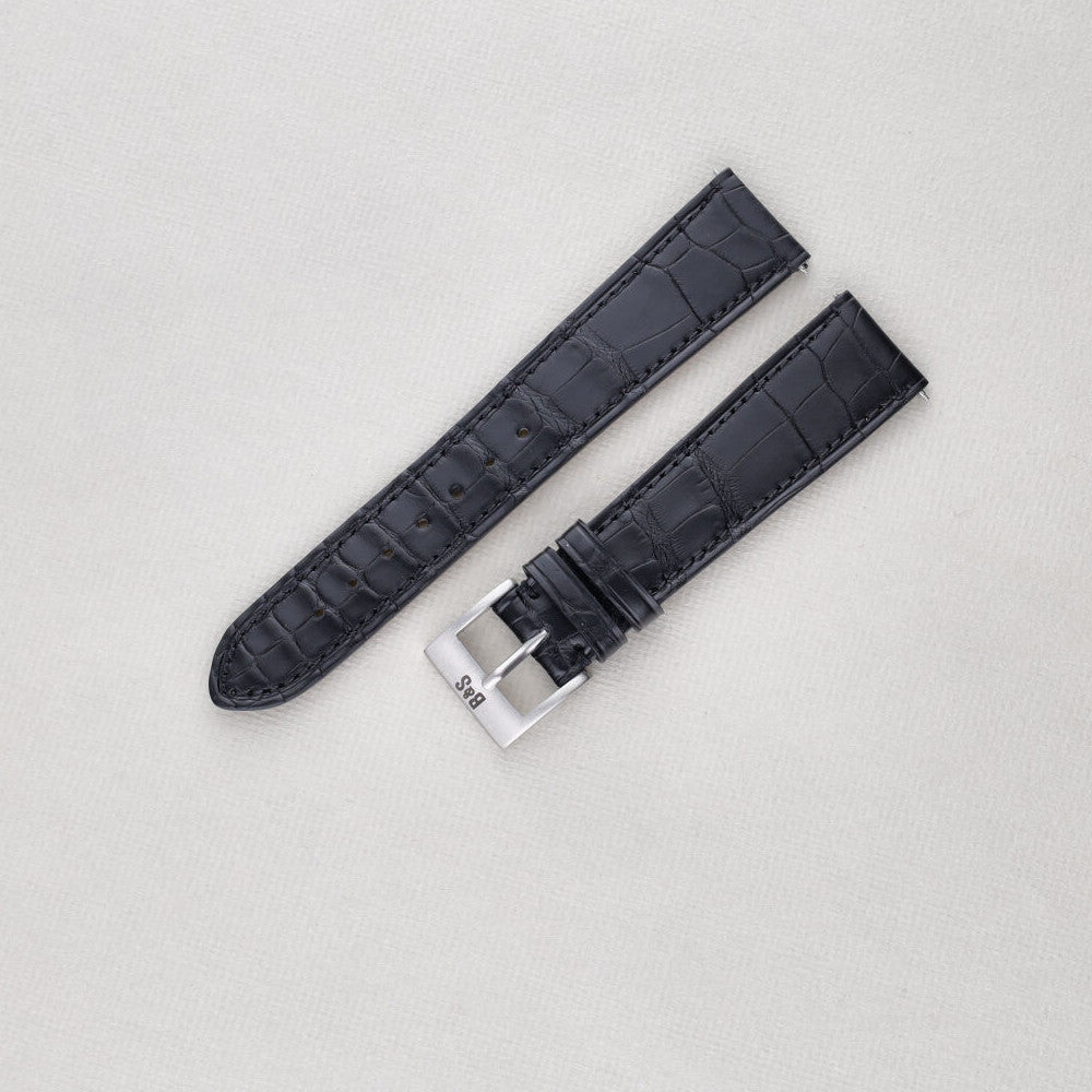 Sample Sale - Premium Alligator Black Leather Watch Strap - 19mm