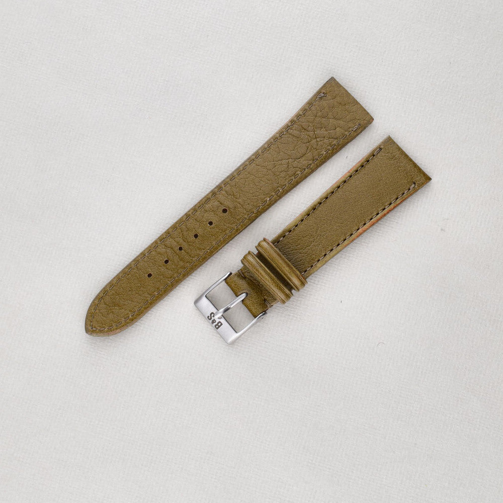 Sample Sale - Light Olive Green Leather Watch Strap - 20mm