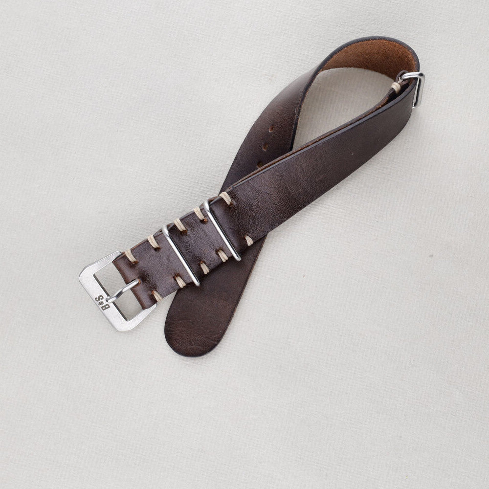 Sample Sale - Chestnut Brown Single Pass Leather Watch Strap - 20mm