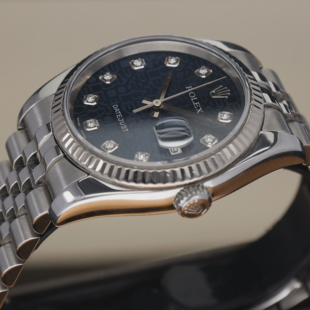 Rolex Datejust 116234 Blue Jubilee Diamond Dial with Papers 