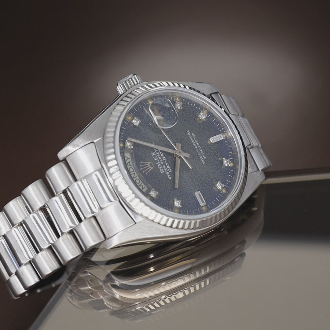 Rolex Day-Date ref. 18029 White Gold Blue Jeans Dial