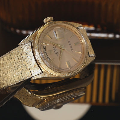  Rolex Day-Date 1806 Yellow Gold Florentine Finish on Brick Bracelet