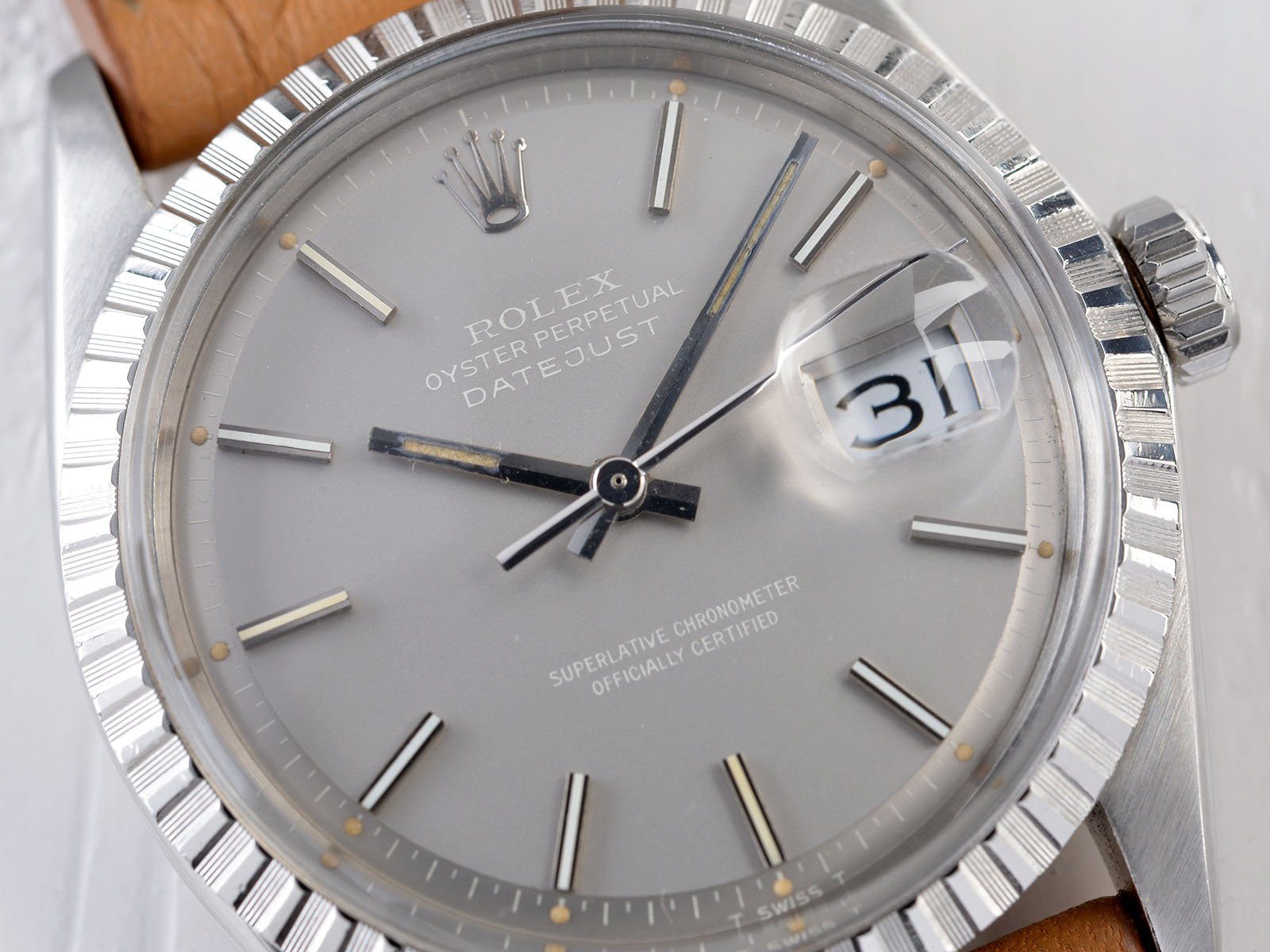 ROLEX 1603 DATEJUST GREY DIAL + PAPERS