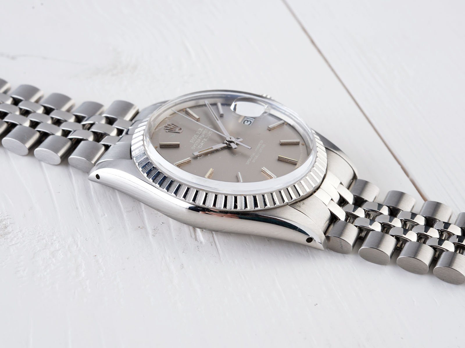 ROLEX 1603 DATEJUST GREY DIAL + PAPERS