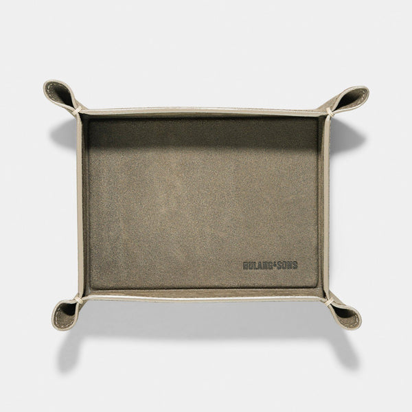 Grey Rugged Small Leather Valet Tray