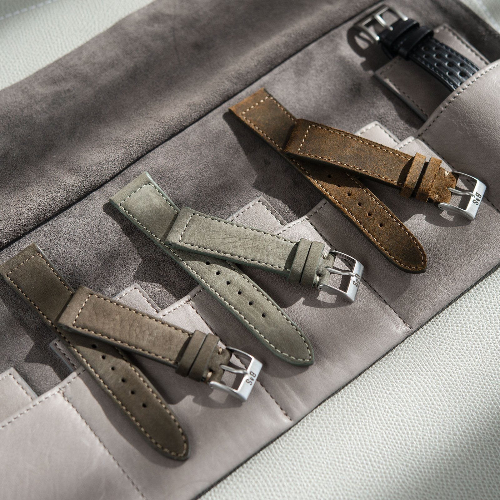 Olive Grey Nubuck Leather Watch Strap