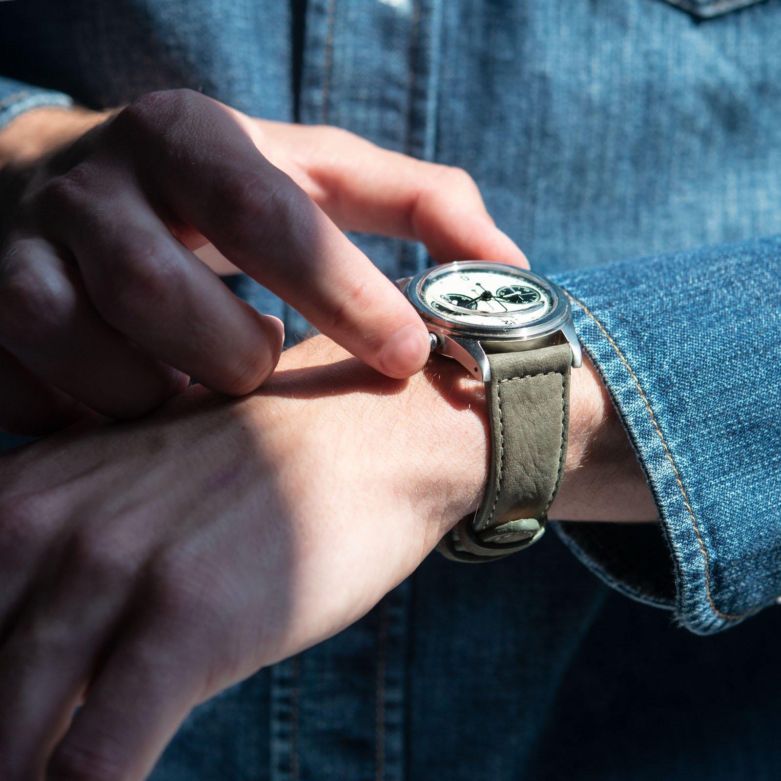 Olive Grey Nubuck Leather Watch Strap – Bulang and Sons