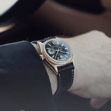 Rich Black Creme Stitch Leather Watch Strap