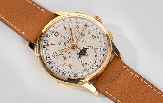 Record Triple Date Moonphase & Chronograph 1950s Valjoux 88