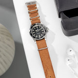 Seiko Caramel Brown Nato Leather Watch Strap