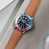 B&S Taurillon Brown Speedy Leather Watch Strap on a Rolex 1675 GMT