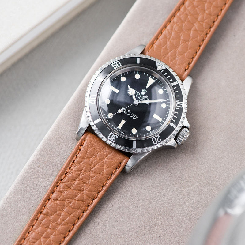B&S Taurillon Brown Speedy Leather Watch Strap on a Rolex 5513 Submariner Black