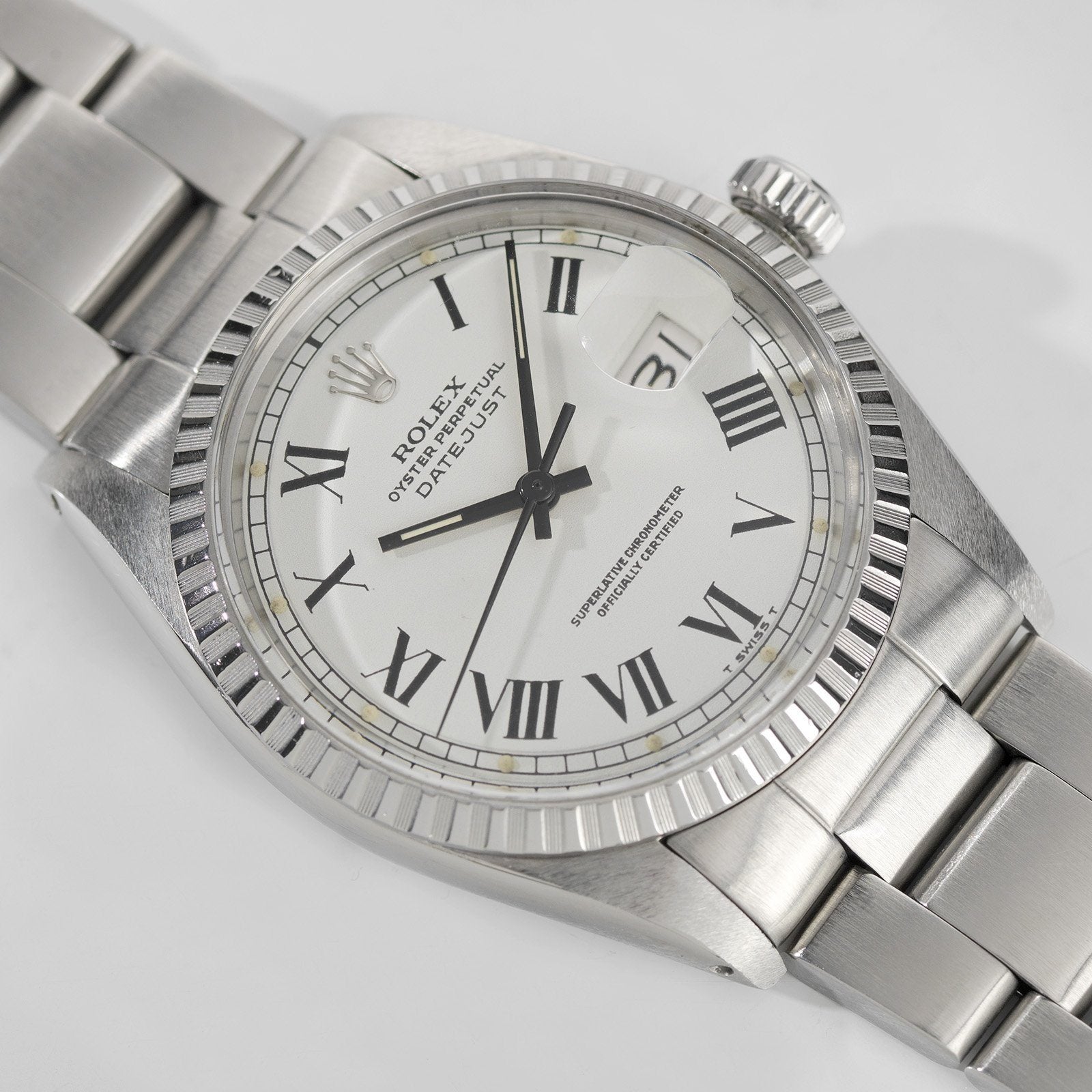 Rolex Datejust Reference 1603 White Buckley Dial