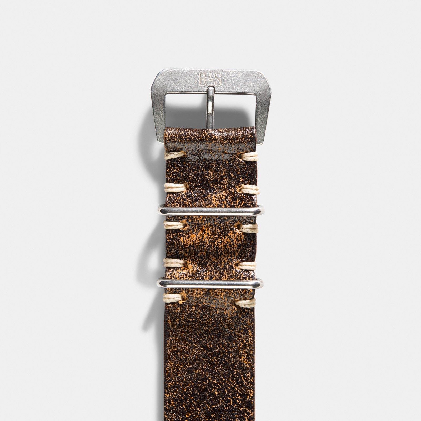 Woodie Brown Nato Leather Watch Strap