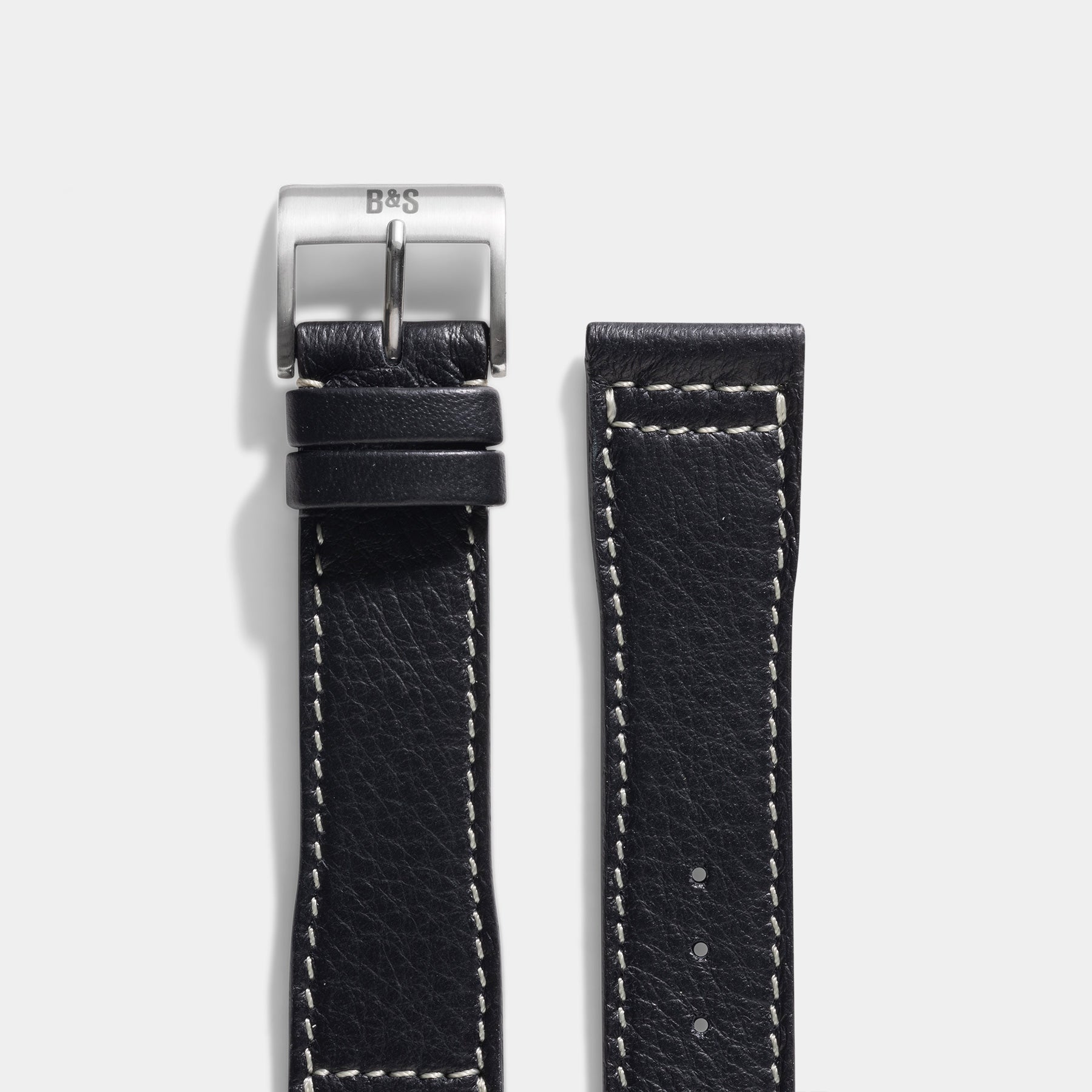 Black Aviator Leather Watch Strap