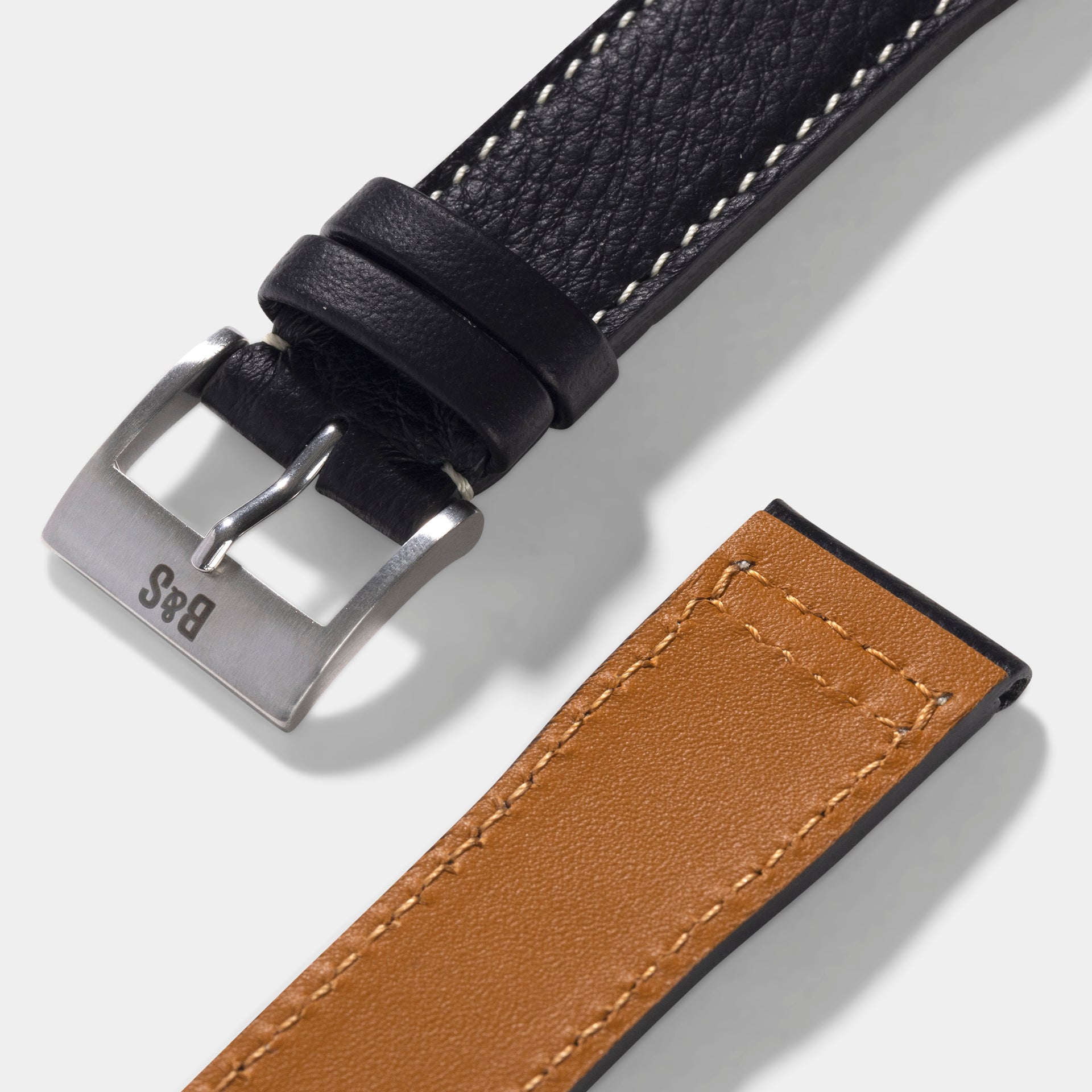 Black Aviator Leather Watch Strap