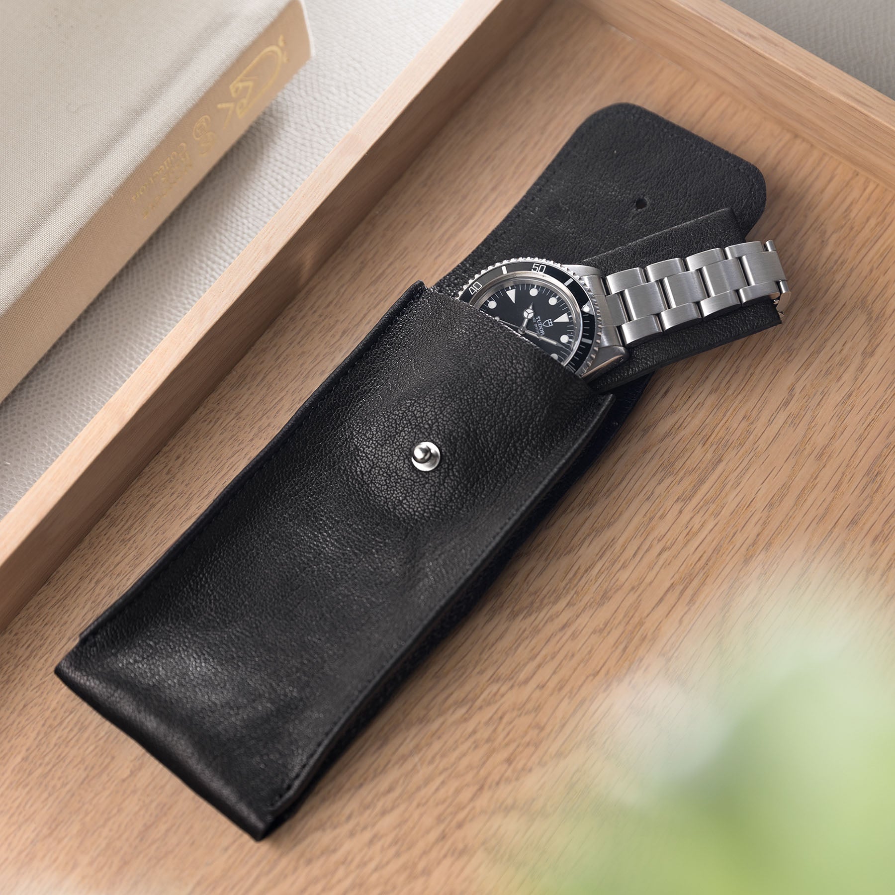 Black Leather Watch pouch