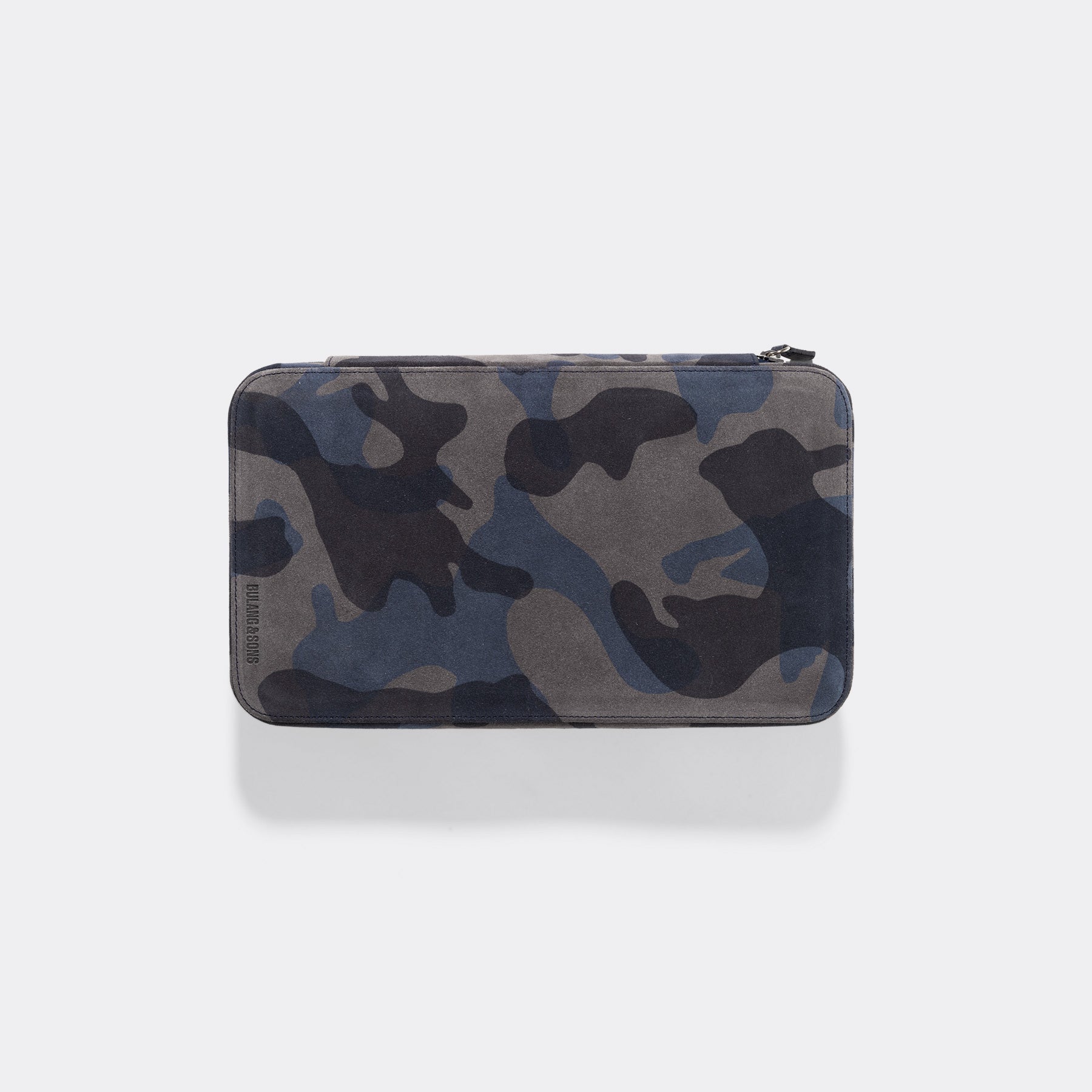 Blue Camo Suede 10 Watch Leather Zip Folder