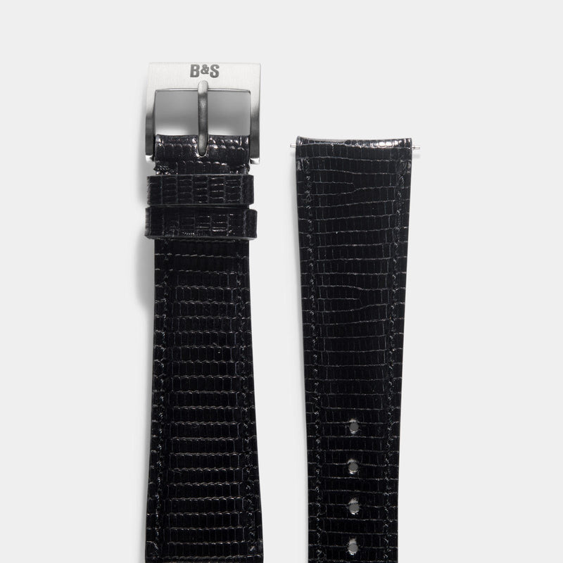 Brilliant Black Lizard Leather Watch Strap - Change It