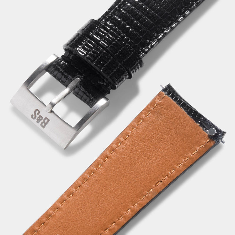 Brilliant Black Lizard Leather Watch Strap - Change It
