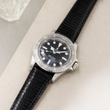 Rolex Brilliant Black Lizard Leather Watch Strap