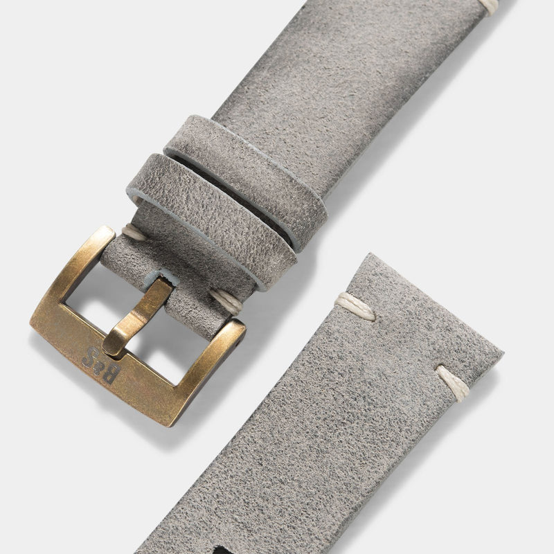 Bronze Perfect Match Rugged Grey Leather Watch Strap