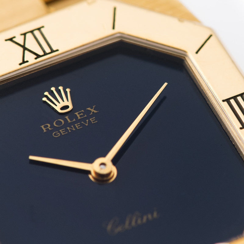 Rolex Cellini Yellow Gold Blue Stone Dial Reference 1350