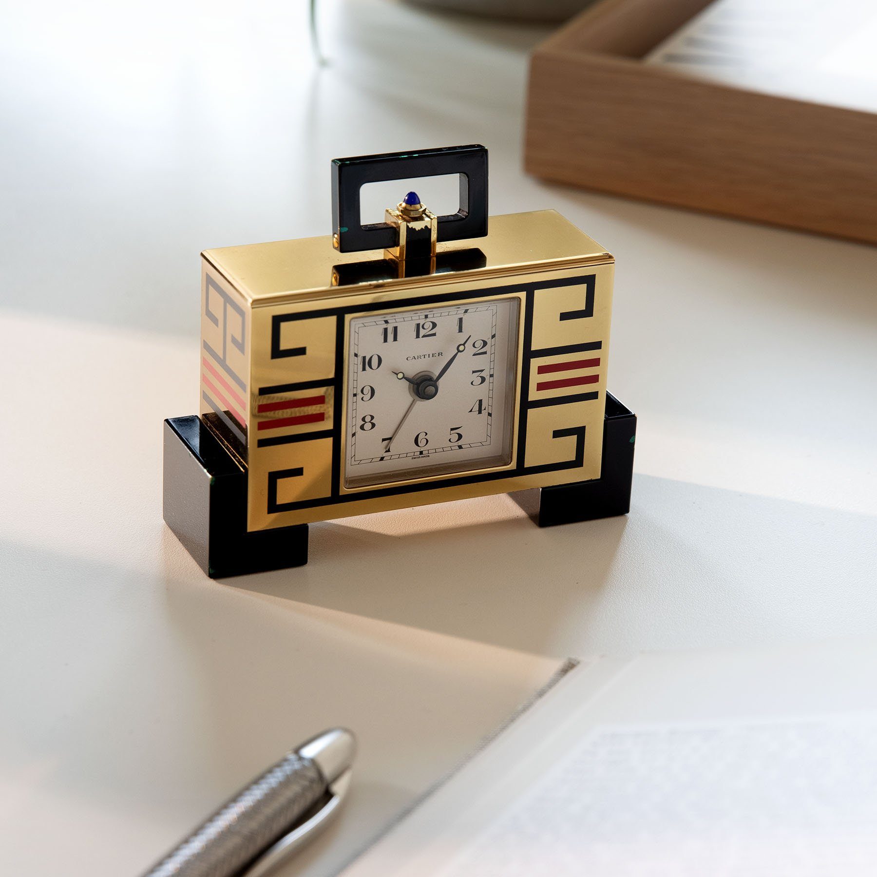 Cartier Art Deco Style Alarm Desk Clock 