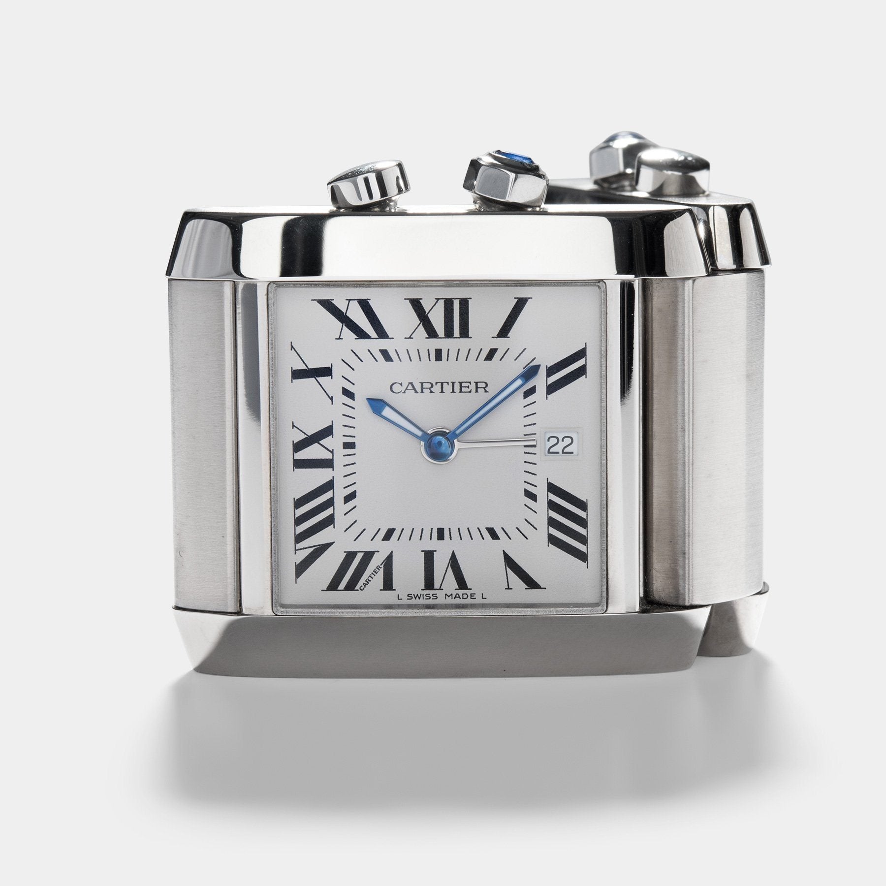 Cartier Tank Francaise 2945 Dual Time Desk Clock