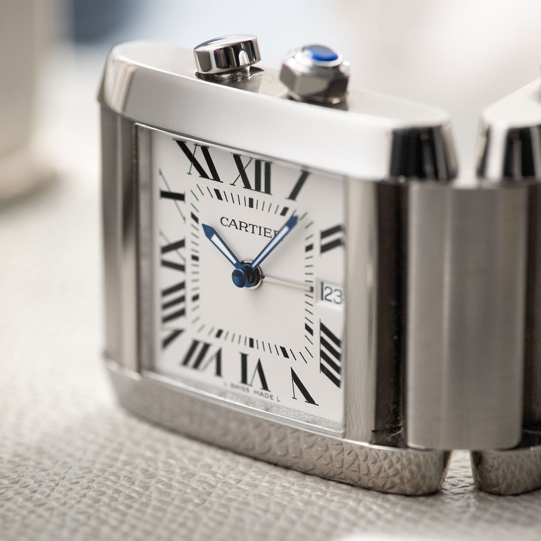 Cartier Tank Francaise 2945 Dual-Time Desk Clock