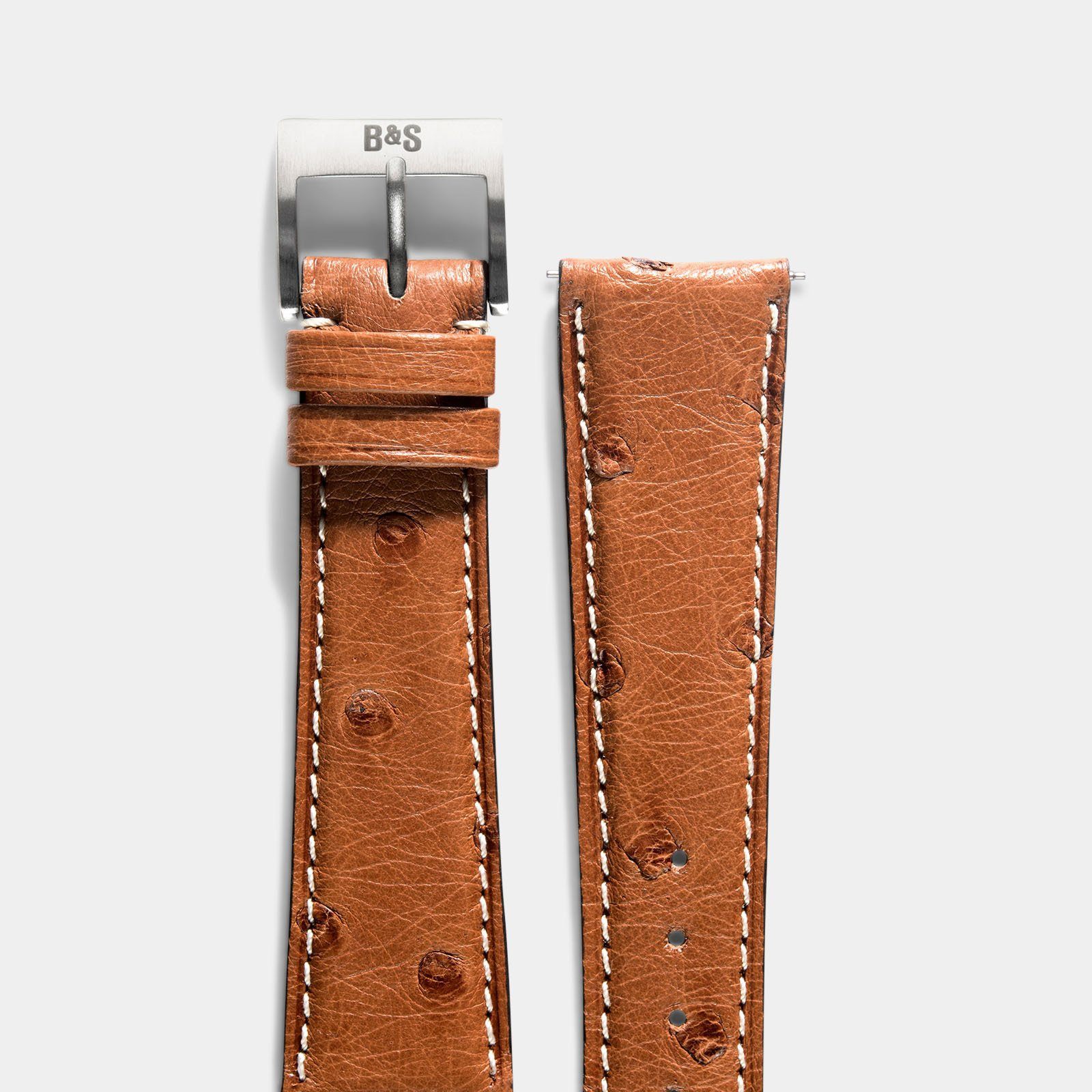 Cognac Brown Ostrich Leather Watch Strap - Change It